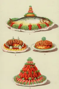 Healthy Eating Options Seafood Drucke: Fish, shellfish and meat dishes