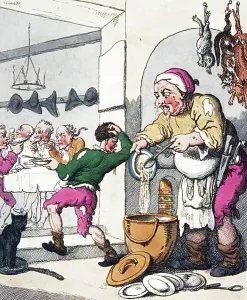 English Artist Illustrations Drucke: A French Ordinary, 1800