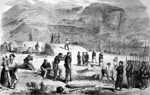 Italian Unification Movement Drucke: Garibaldi at the Farro Point, 1860