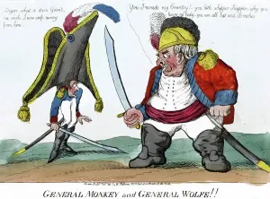 John Bull Caricature Drucke: General Monkey and General Wolfe, 1803