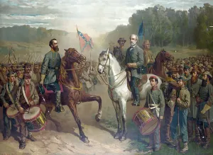 General Robert E Lee Drucke: General Robert E. Lee with troops, 1879