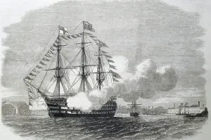 British Royal Navy Drucke: HMS Impregnable, 1860 (engraving)