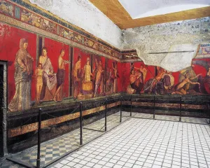 UNESCO World Heritage Site Pompeii Drucke: Initiation rites of the cult of Dionysus, fresco from the Villa Dei Mysteri