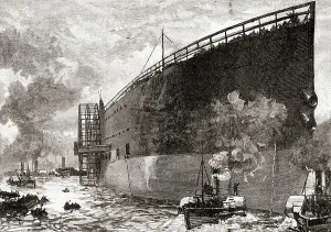 SS Great Eastern Drucke: The launch of the SS Great Eastern in 1858