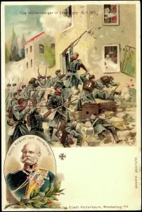 Historically Significant Artwork Drucke: Litho Wurttemberger, Champigny, 1870, Prince August