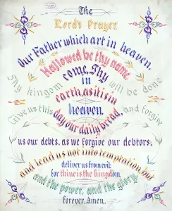 Colorful 19th Century Artwork Drucke: The Lord's Prayer, 1889