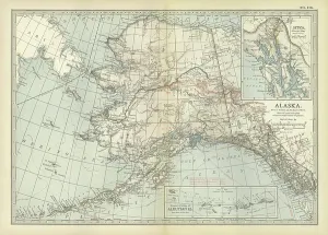 United States Geography Drucke: Map of Alaska, c.1900 (engraving)