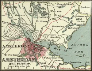 Karte von Amsterdam, um 1900 (Radierung).