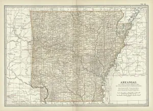 Early American Exploration Maps Drucke: Map of Arkansas, c.1900 (engraving)