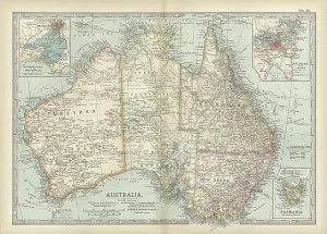 Old Maps Of Australia Drucke: Map of Australia and Tasmania. c1902 (engraving)
