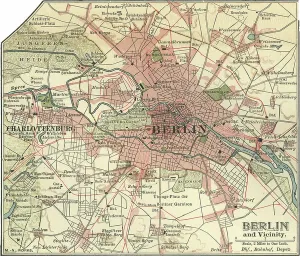 Berlin City Map Drucke: Map of Berlin, c.1900 (engraving)