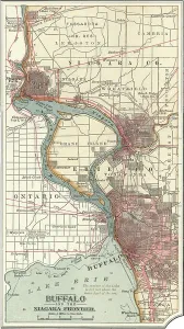 Navigational Equipment Illustration Drucke: Map of Buffalo and the Niagara Frontier, c.1900 (engraving)