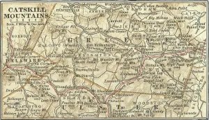 Physical Geography Illustrations Drucke: Map of the Catskill Mountains, New York, c.1900 (engraving)