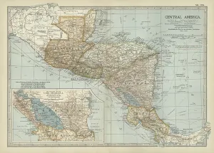 Central America Map Drucke: Map of Central America, c.1900 (engraving)
