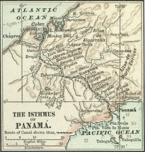 Old Fashioned Navigation Tools Drucke: Map of Central Panama, c.1900 (engraving)