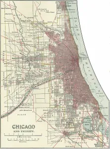 Navigational Equipment Art Drucke: Map of Chicago, c.1900 (engraving)