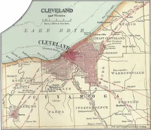 Vintage City Maps Drucke: Map of Cleveland, c.1900 (engraving)