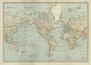 World Map History Drucke: Map of the colonial powers, 1902, c.1900 (engraving)