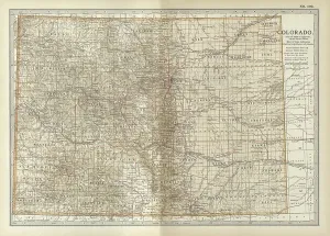 Vintage US State Maps Drucke: Map of Colorado, c.1900 (engraving)