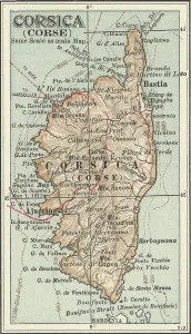European Physical Geography Drucke: Map of Corsica, c.1900 (engraving)