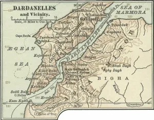 Navigational Equipment Illustrations Drucke: Map of Dardanelles, c.1900 (engraving)