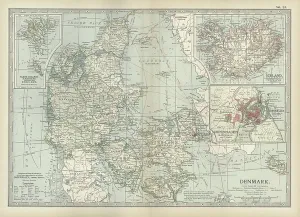 Karte von Dänemark, um 1900 (Stech)