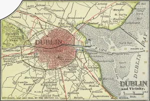 Karte von Dublin, um 1900 (Radierung).