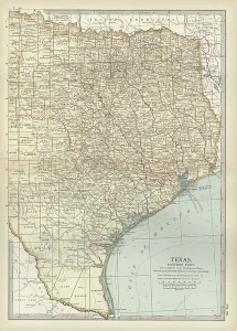 Navigational Equipment Illustration Drucke: Map of eastern Texas, c.1900 (engraving)