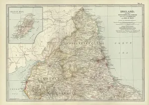 United Kingdom Geography Drucke: Map of England, c.1900 (engraving)