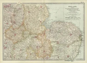 English County Maps Drucke: Map of England, c.1900 (engraving)