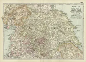 Vintage British Illustrations Drucke: Map of England, c.1900 (engraving)