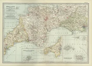 British Isles Cartography Drucke: Map of England, c.1900 (engraving)