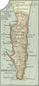 Mediterranean Sea Maps Drucke: Map of Gibraltar, c.1900 (engraving)
