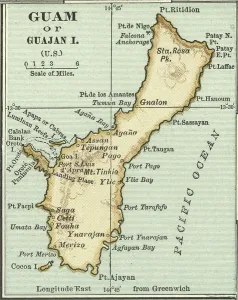 Physical Geography Maps Drucke: Map of Guam, c.1900 (engraving)