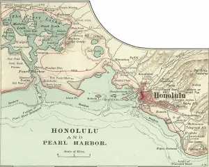 Antique Navigational Equipment Drucke: Map of Honolulu, c.1900 (engraving)