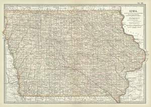 Physical Geography Illustrations Drucke: Map of Iowa, c.1900 (engraving)