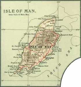 United Kingdom Geography Drucke: Map of the Isle of Man, c.1900 (engraving)