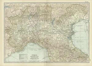 Vintage Italian Cartography Drucke: Map of Italy, c.1900 (engraving)