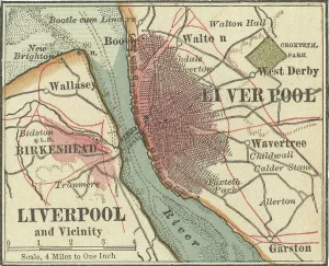 British Cartography History Drucke: Map of Liverpool, c.1900 (engraving)