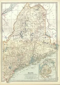 Navigational Equipment Art Drucke: Map of Maine, c.1900 (engraving)