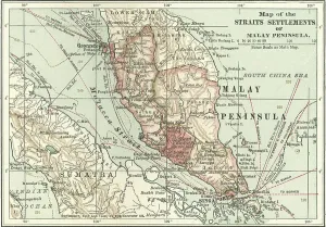 Asian Geography Maps Drucke: Map of the Malay Peninsula, c.1900 (engraving)