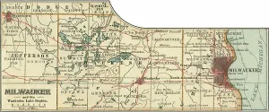 Navigational Equipment Illustration Drucke: Map of Milwaukee, c.1900 (engraving)