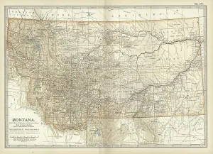 Vintage US State Maps Drucke: Map of Montana, c.1900 (engraving)