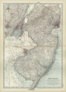Old Fashioned Navigational Equipment Drucke: Map of New Jersey, c.1900 (engraving)