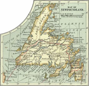 Drucke von 533415 Karte von Neufundland um ca. 1900 (Gravur); (add.info.: Karte von Neufundland, Kanada, circa 1902 aus der zehnten Ausgabe der Enzyklopädie Britannica ); Encyclopaedia Britannica/UIG Karte Drucke: Karte von Neufundland, um 1900 (Stechung)