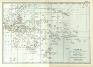 Oceania Map Drucke: Map of Oceania, c.1900 (engraving)