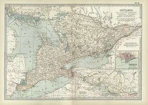 Canadian Historical Maps Drucke: Map of Ontario, Canada, c.1900 (engraving)