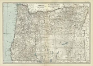 Vintage Cartography Drucke: Map of Oregon, c.1900 (engraving)