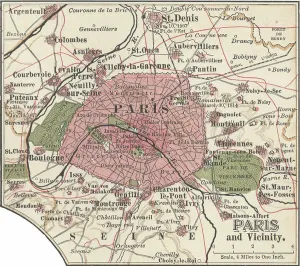White Background Illustrations Drucke: Map of Paris, c.1900 (engraving)