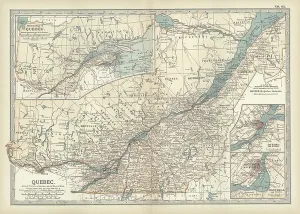 Canadian History Maps Drucke: Map of Quebec, Canada, c.1900 (engraving)